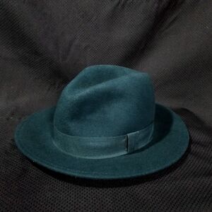 Green Fedora w/ Grosgrain Ribbon hatband